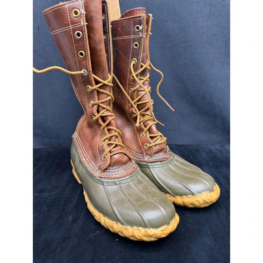 Vtg LL Bean Maine Hunting Shoe Brown Leather 11.5